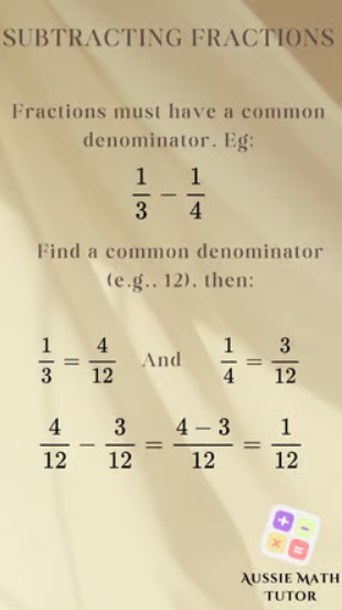 Fractions Example for Subtraction