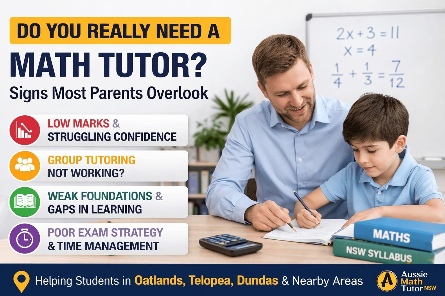 Math tutor helping student with maths in Oatlands NSW improving confidence and exam performance