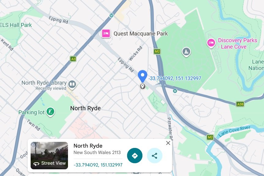 North Ryde Google Map Image